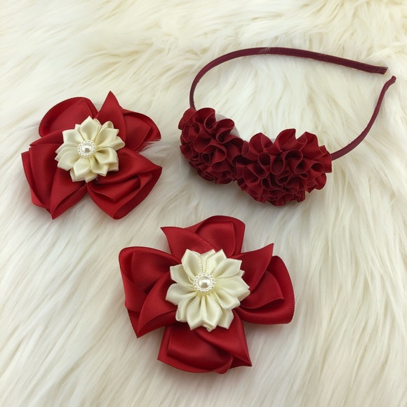 Other - Flower Headband with nice flower ribbon clips Other - Flower Headband with nice flower ribbon clips